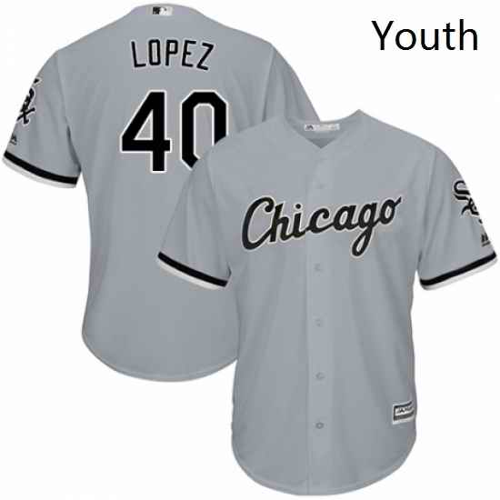 Youth Majestic Chicago White Sox 40 Reynaldo Lopez Replica Grey Road Cool Base MLB Jersey